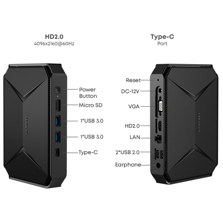 CHIWI HeroBox Mini PC, Windows 11, Intel Celeron N5100 Quad Core up to 2.8 GHz, 8GB+256GB, Support VGA, HDMI