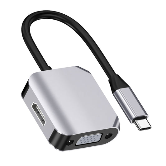 HW-6002 2 In 1 Type-C / USB-C to HDMI + VGA Adapter Converter