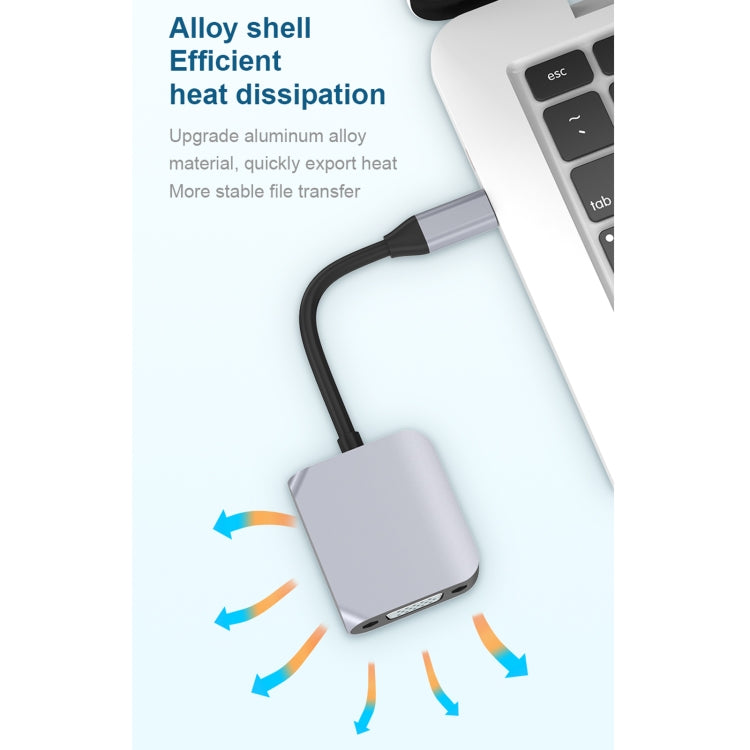 HW-6002 2 In 1 Type-C / USB-C to HDMI + VGA Adapter Converter