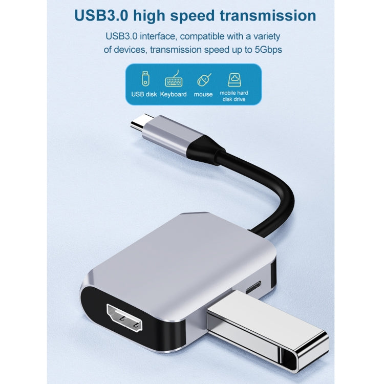 HW-6003 3 In 1 Type-C / USB-C to HDMI + PD + USB 3.0 Docking Station Adapter Converter