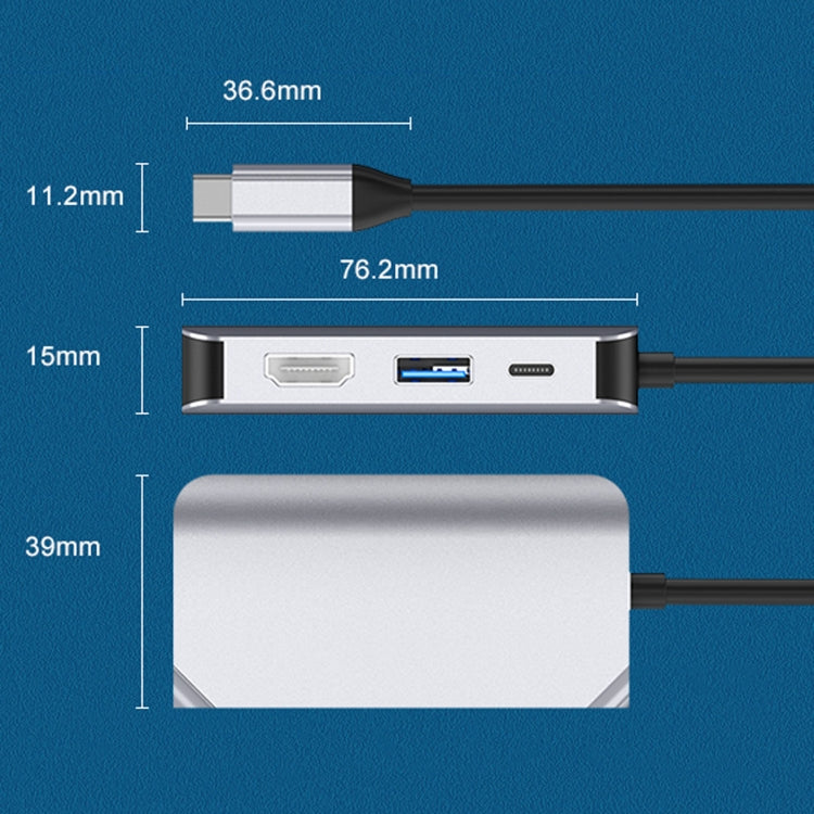 HW-6004 4 In 1 Type-C / USB-C to HDMI + PD + USB 3.0 + VGA Docking Station Adapter Converter