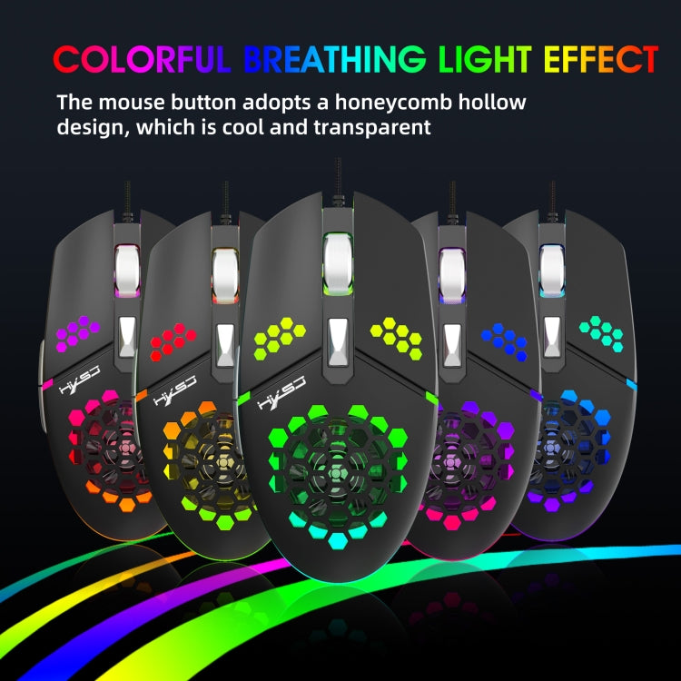 HXSJ J400 6 Keys 8000DPI RGB Light Fan Cooling Gaming Wired Mouse