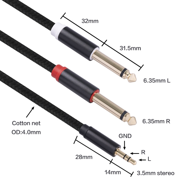 3683 3.5mm Male to Dual 6.35mm Male Audio Cable