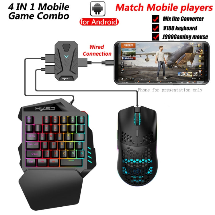 HXSJ V100+A883+P8 One-handed Keyboard + Programming Gaming Mouse + Keyboard Mouse Converter Set