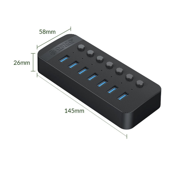 ORICO CT2U3-7AB-WH 7 In 1 Plastic Stripes Multi-Port USB HUB with Individual Switches,