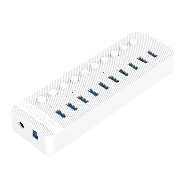 ORICO CT2U3-10AB-WH 10 In 1 Plastic Stripes Multi-Port USB HUB with Individual Switches,