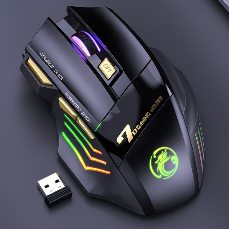 iMICE GW-X7 7-button Silent Rechargeable Wireless Gaming Mouse with Colorful RGB Lights