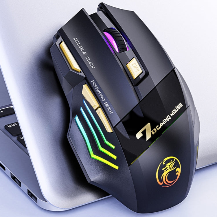 iMICE GW-X7 7-button Silent Rechargeable Wireless Gaming Mouse with Colorful RGB Lights