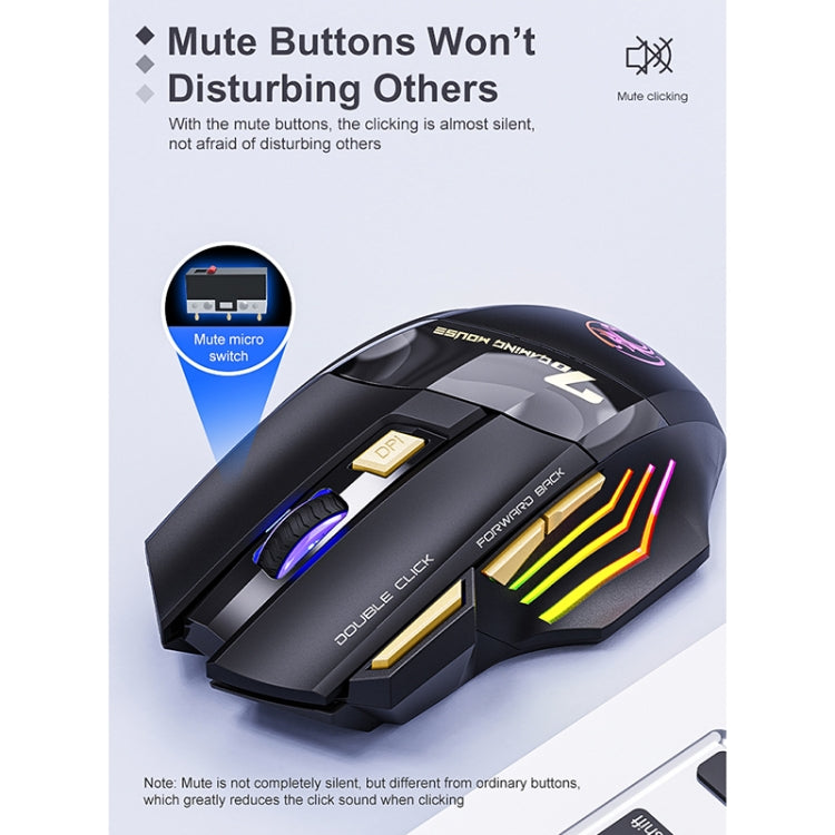 iMICE GW-X7 7-button Silent Rechargeable Wireless Gaming Mouse with Colorful RGB Lights