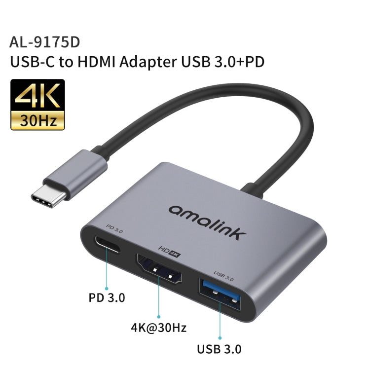 amalink 9175D Type-C / USB-C to HDMI + USB 3.0 + PD HUB Adapter