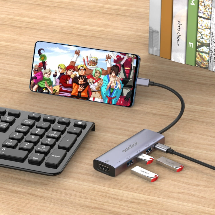 amalink 95123D Type-C / USB-C to HDMI + 3 Ports USB + PD 3.0 Multi-function HUB