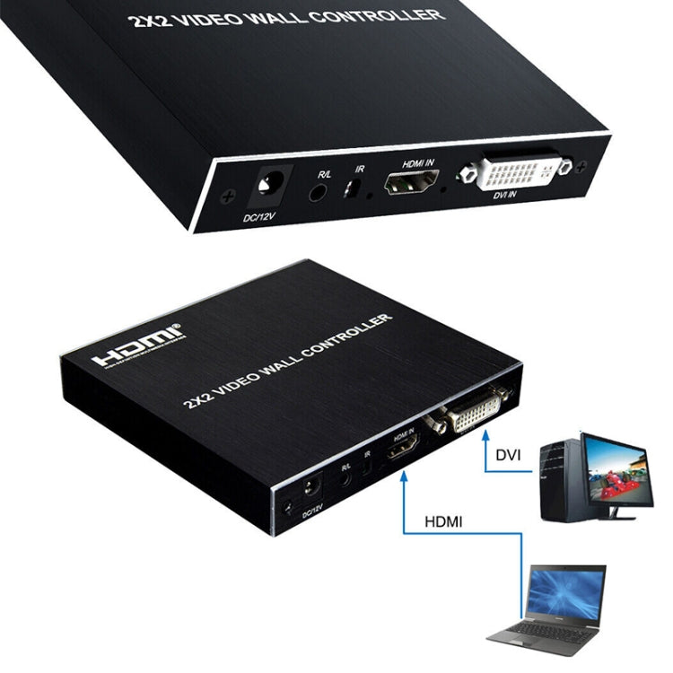 1080P 2 x 2 HDMI + DVI to 4 HDMI Ports Video Wall Controller