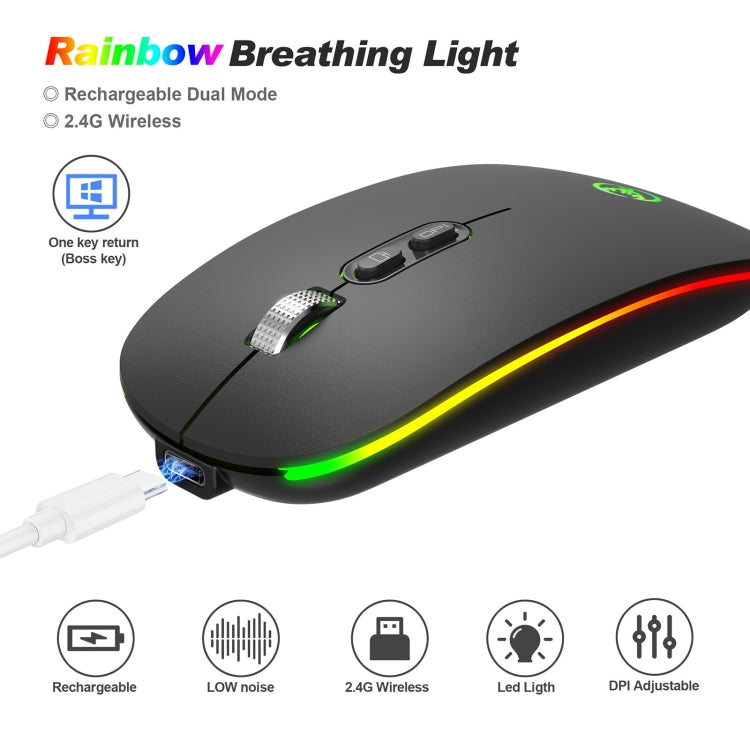 HXSJ M103FG 1600dpi Adjustable 2.4G RGB Light Wireless Mouse