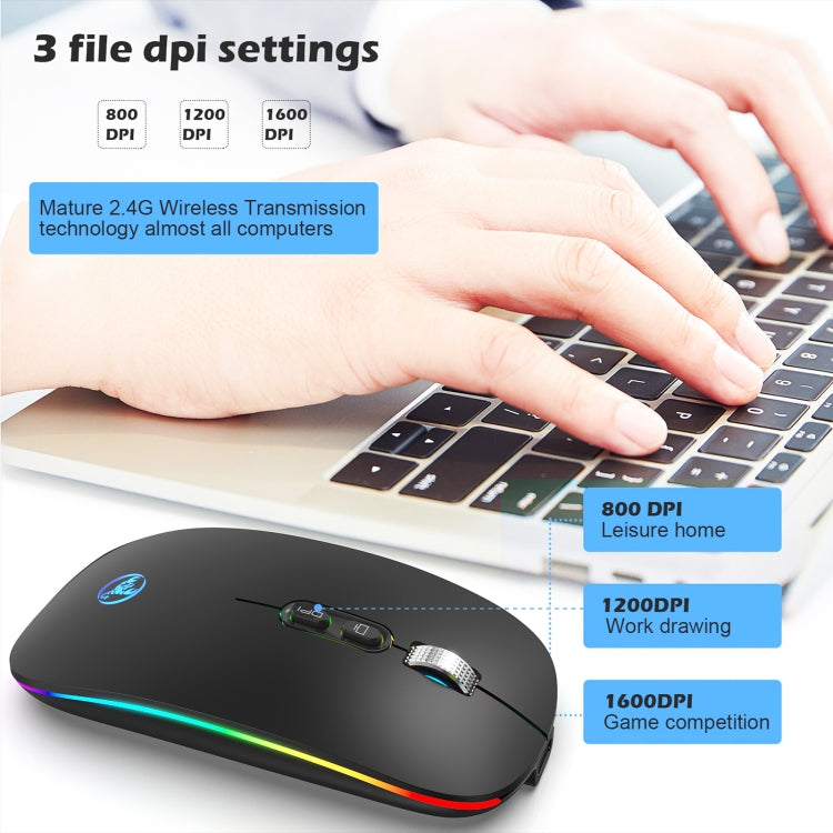 HXSJ M103FG 1600dpi Adjustable 2.4G RGB Light Wireless Mouse