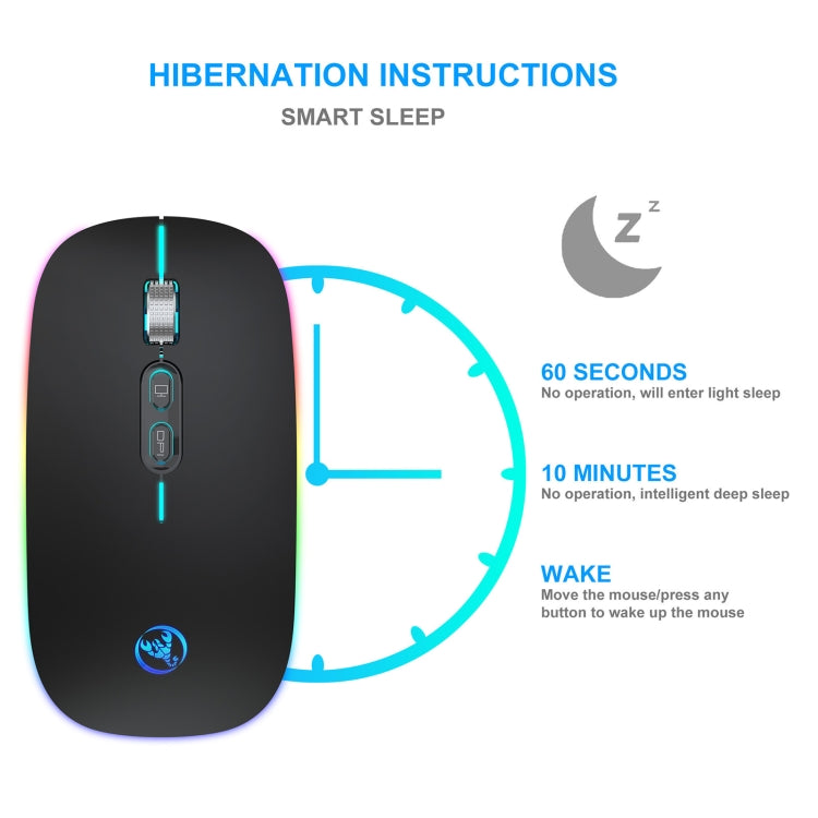 HXSJ M103FG 1600dpi Adjustable 2.4G RGB Light Wireless Mouse