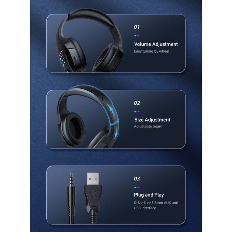 awei GM-5 USB + 3.5mm Ambient Light Gaming Wired Headset with Microphone