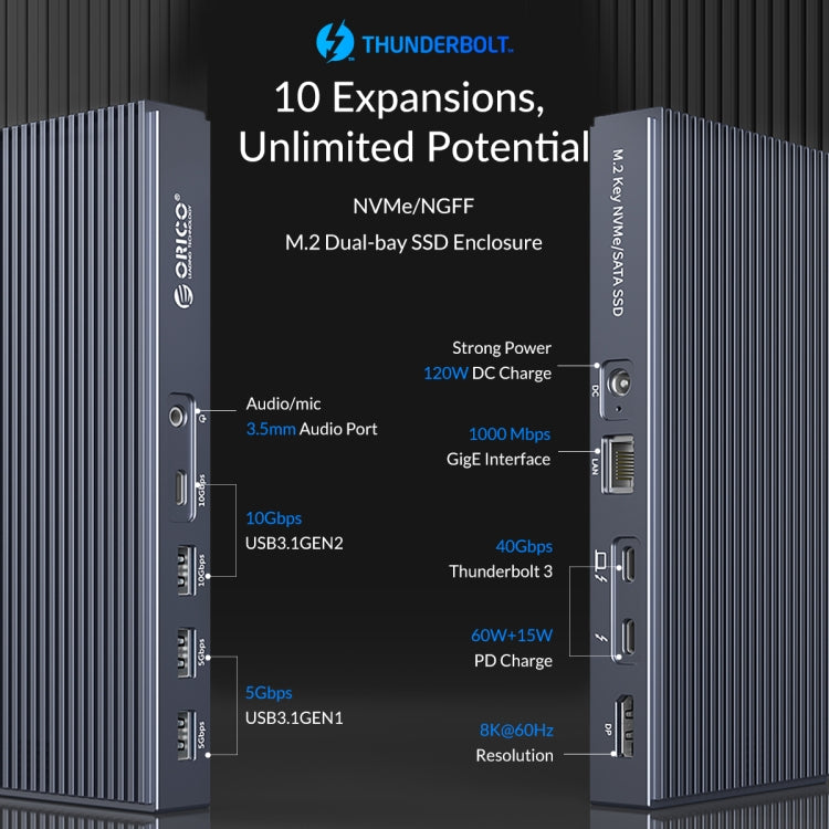 ORICO TB3-S2 Thunderbolt 3 M.2 Dual-bay Docking Station