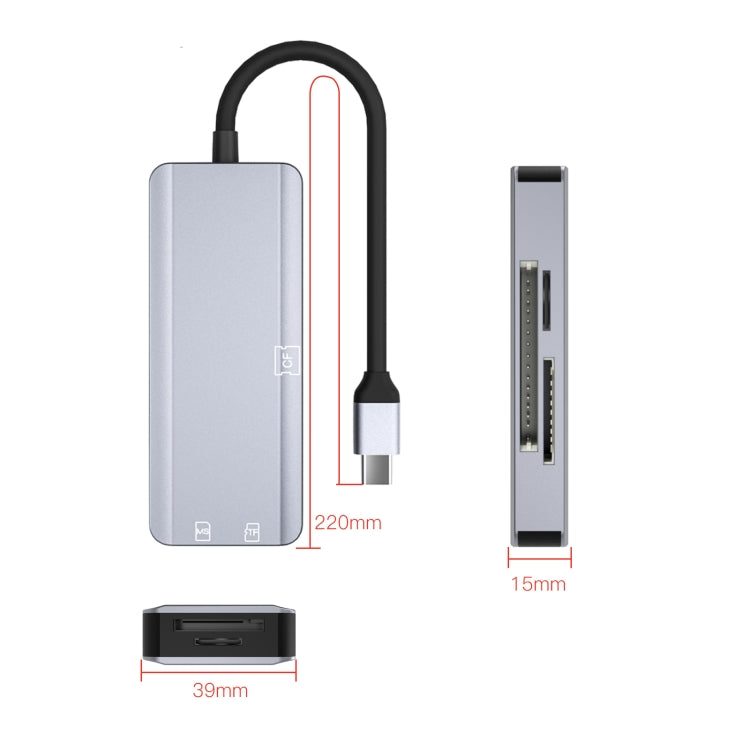 NK-3044 5 in 1 USB-C / Type-C to MS / M2 / CF / TF / SD Card Slots Adapter