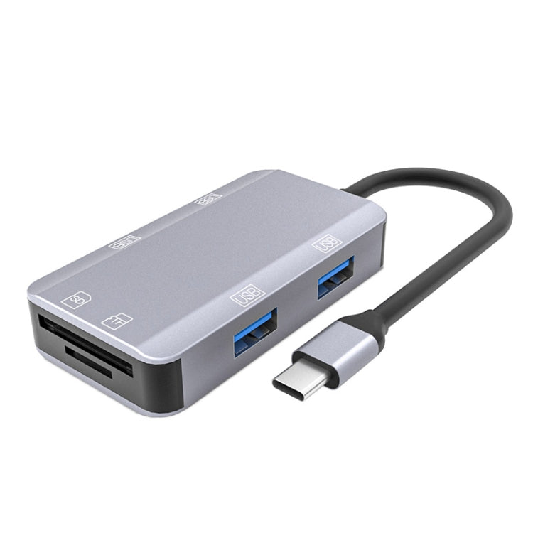 NK-3049 6 in 1 USB-C / Type-C to TF / SD Card Slot + 4 USB Female Adapter