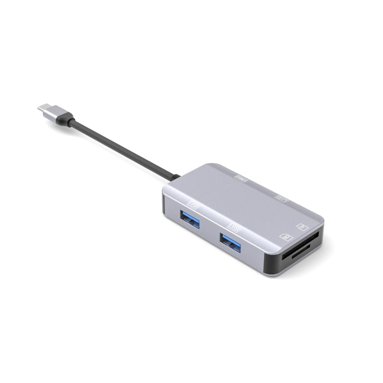 NK-3049H 6 in 1 USB-C / Type-C to TF / SD Card Slot + USB 3.0 + 3 USB 2.0 Female Adapter