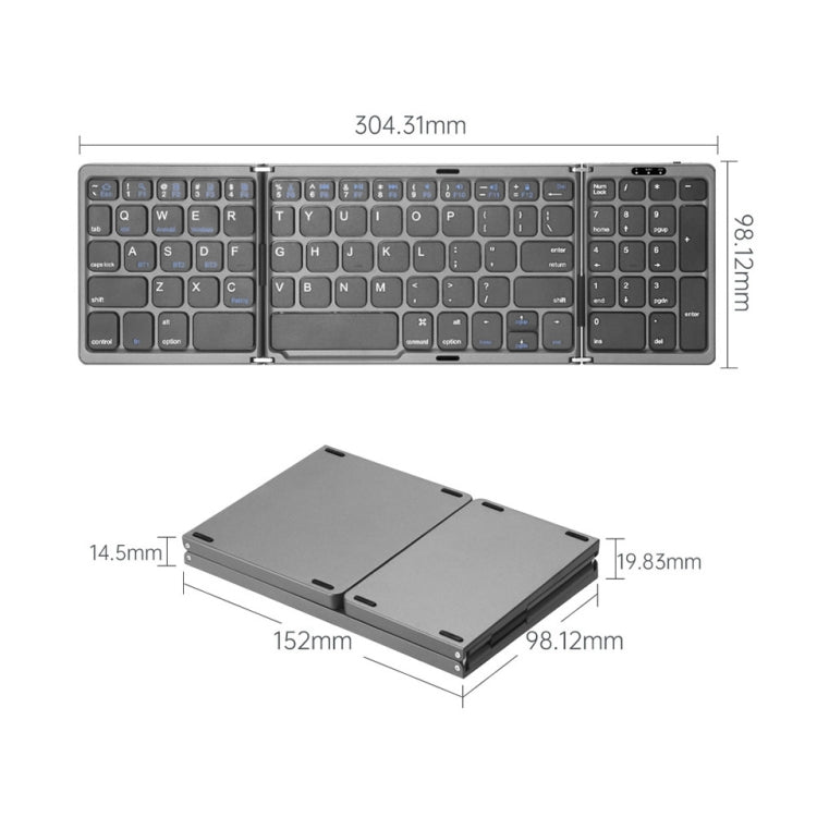 B089T Foldable Bluetooth Keyboard Rechargeable with Touchpad