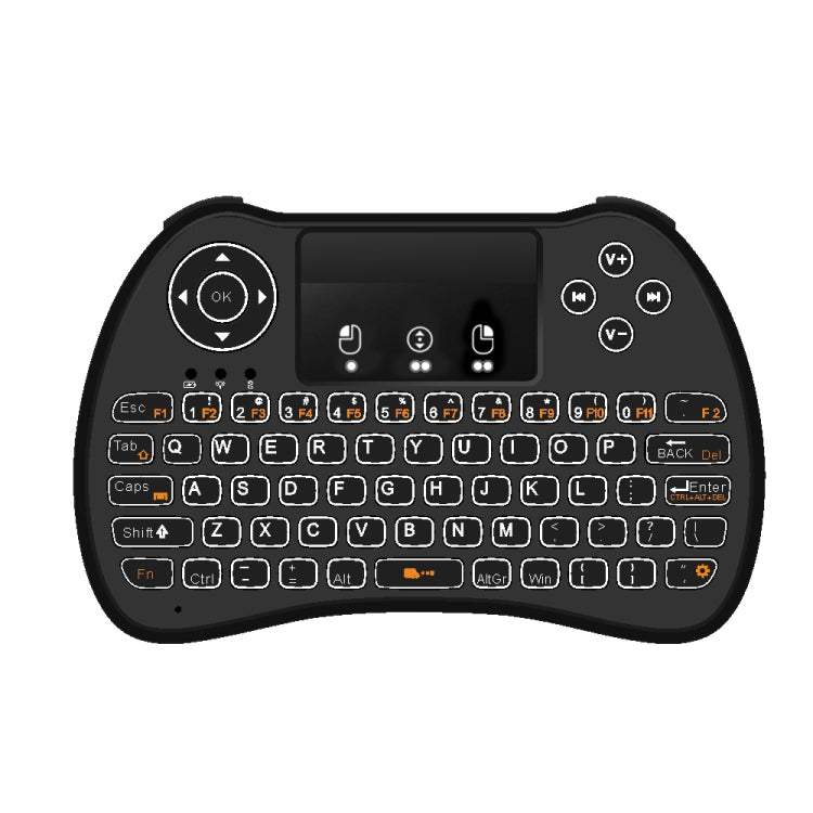 H9 2.4GHz Mini Wireless Air Mouse QWERTY Keyboard with White Backlight & Touchpad for PC, TV