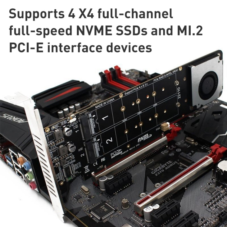 PCIe X16 to M.2 M-key NVMEx4 SSD RAID Converter Card