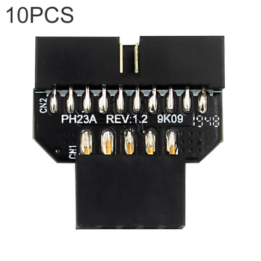 10 PCS Motherboard USB 2.0 9Pin to USB 3.0 19Pin Plug-in Connector Adapter