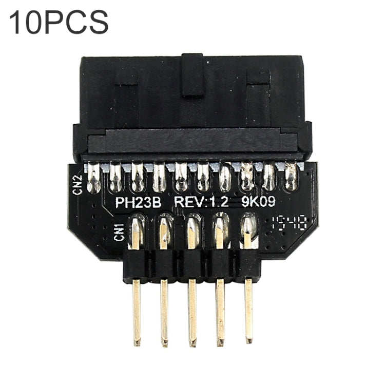 10 PCS Motherboard USB 2.0 9Pin to USB 3.0 19Pin Plug-in Connector Adapter