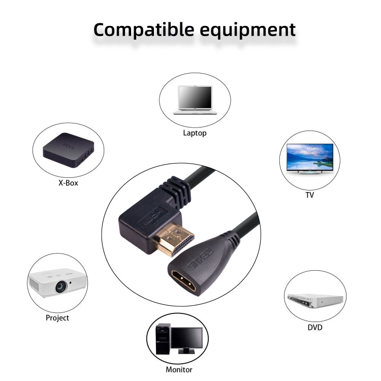 HDL-03 30cm HDMI Male Elbow to Female Adapter Cable