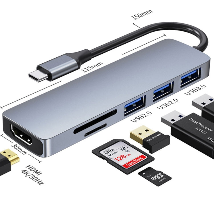 6-in-1 USB-C / Type-C to USB Docking Station HUB Adapter