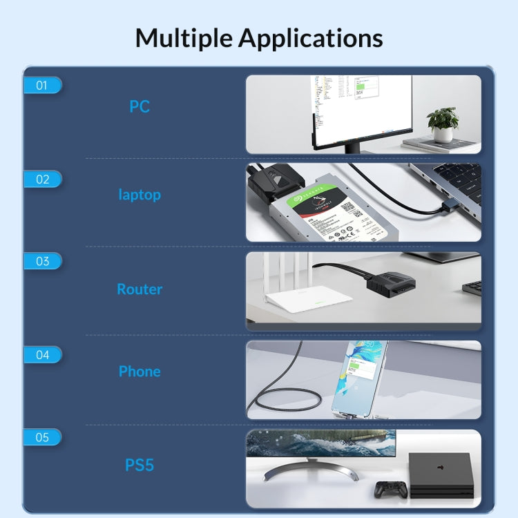 ORICO UTS2 USB 3.0 2.5-inch SATA HDD Adapter with 12V 2A Power Adapter