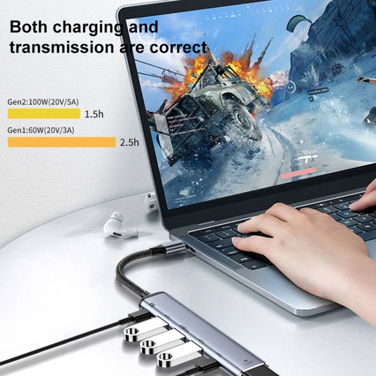 Y002 6 in 1 Type-C to VGA+HDMI+Dual USB+Dual USB-C/Type-C Interface Multi-function Adapter