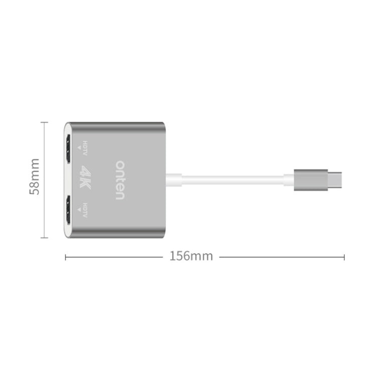 Onten OTN-9175B 4K USB-C / Type-C to Dual HDMI Output Converter