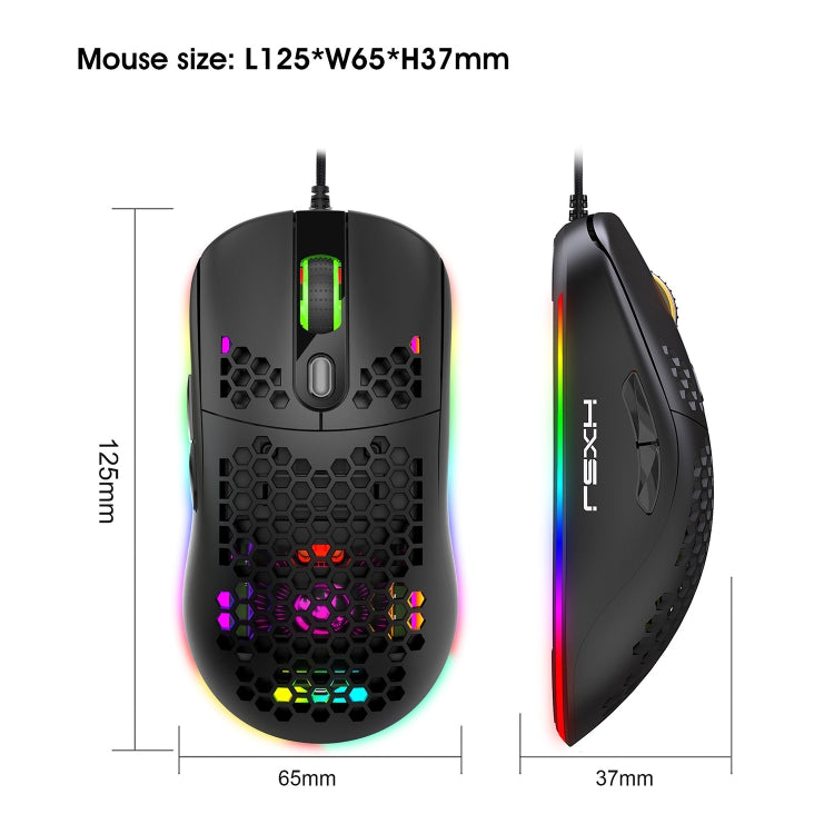 HXSJ X600 6 Keys RGB Luminous Macro Programming Wired Gaming Mouse