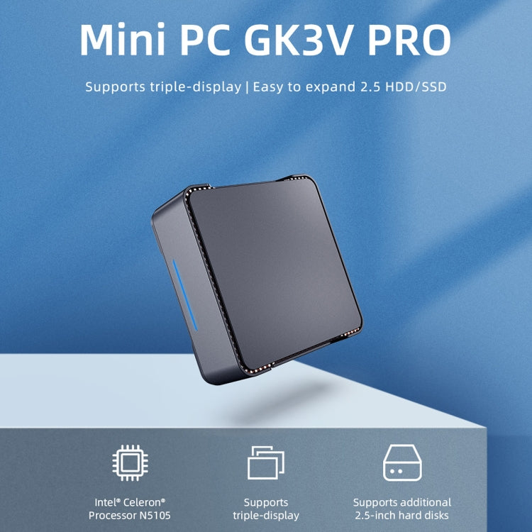 GK3V Pro Windows 11 Pro Mini PC, Intel Celeron N5105 CPU