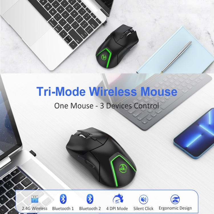 HXSJ T40 7 Keys 4000DPI Three-mode Colorful Backlight Wireless Gaming Mouse Rechargeable