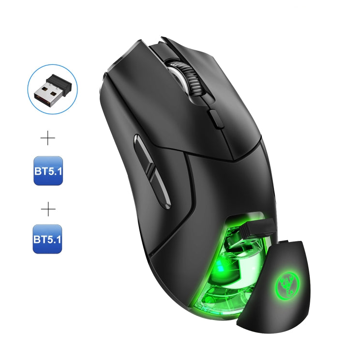 HXSJ T40 7 Keys 4000DPI Three-mode Colorful Backlight Wireless Gaming Mouse Rechargeable