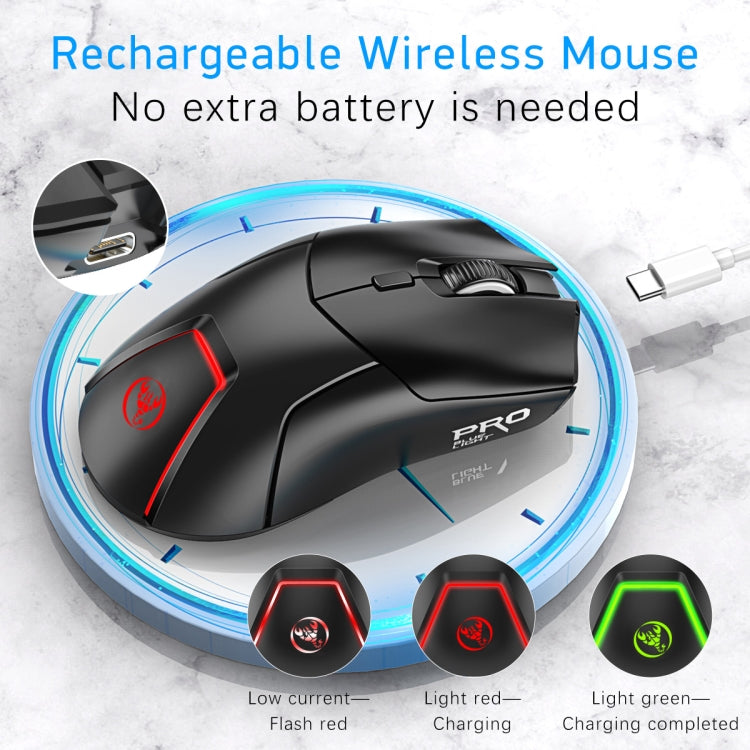 HXSJ T40 7 Keys 4000DPI Three-mode Colorful Backlight Wireless Gaming Mouse Rechargeable