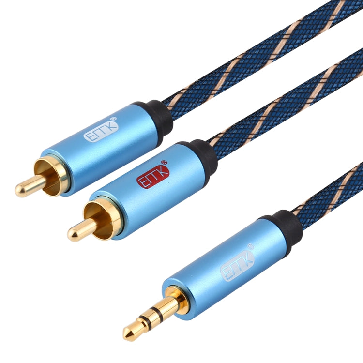 EMK 3.5mm Jack Male to 2 x RCA Male Gold Plated Connector Speaker Audio Cable