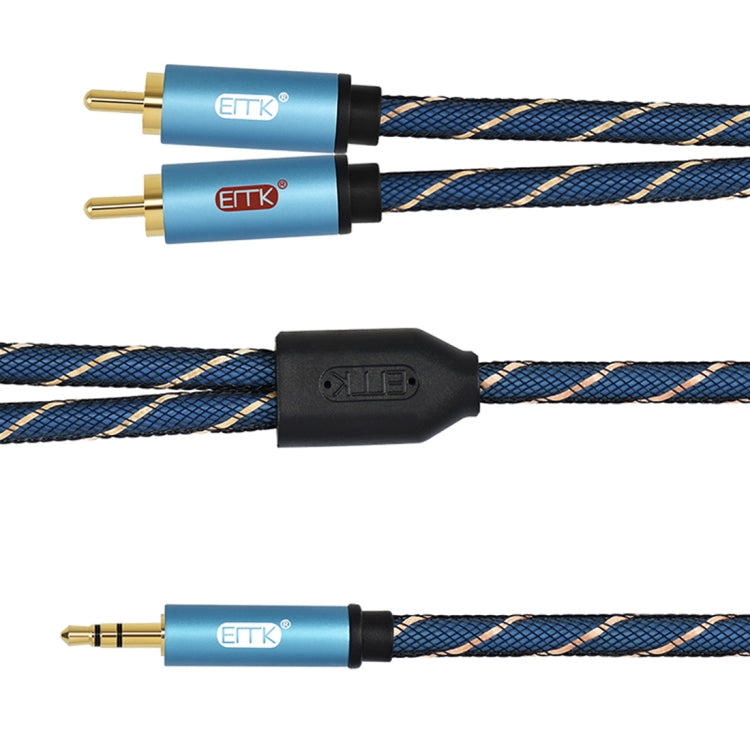 EMK 3.5mm Jack Male to 2 x RCA Male Gold Plated Connector Speaker Audio Cable