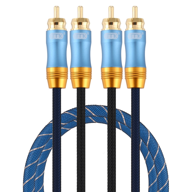 EMK 2 x RCA Male to 2 x RCA Male Gold Plated Connector Nylon Braid Coaxial Audio Cable for TV / Amplifier / Home Theater / DVD