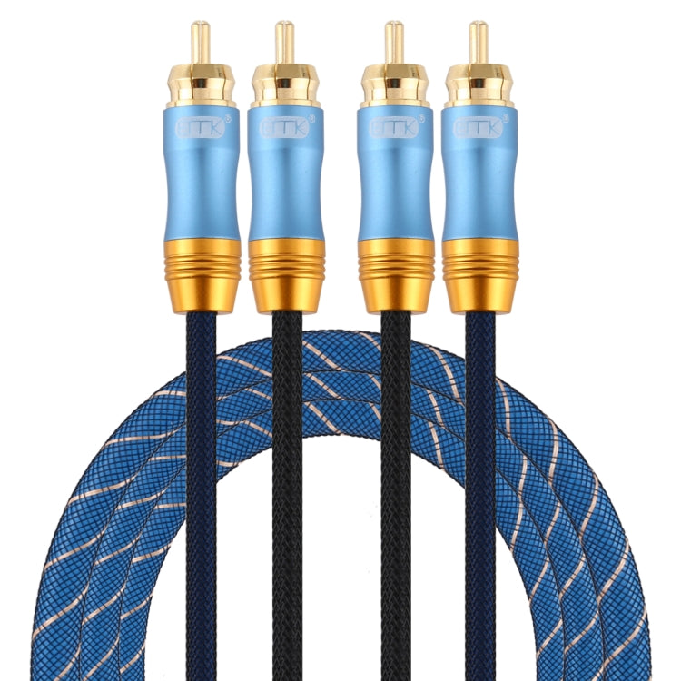 EMK 2 x RCA Male to 2 x RCA Male Gold Plated Connector Nylon Braid Coaxial Audio Cable for TV / Amplifier / Home Theater / DVD