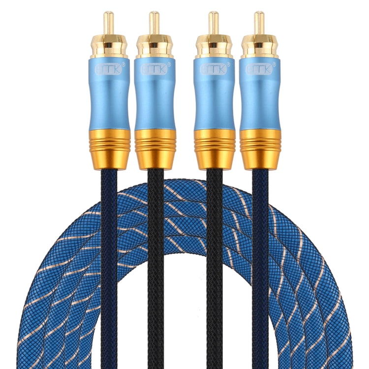 EMK 2 x RCA Male to 2 x RCA Male Gold Plated Connector Nylon Braid Coaxial Audio Cable for TV / Amplifier / Home Theater / DVD