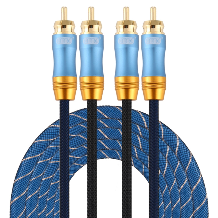 EMK 2 x RCA Male to 2 x RCA Male Gold Plated Connector Nylon Braid Coaxial Audio Cable for TV / Amplifier / Home Theater / DVD