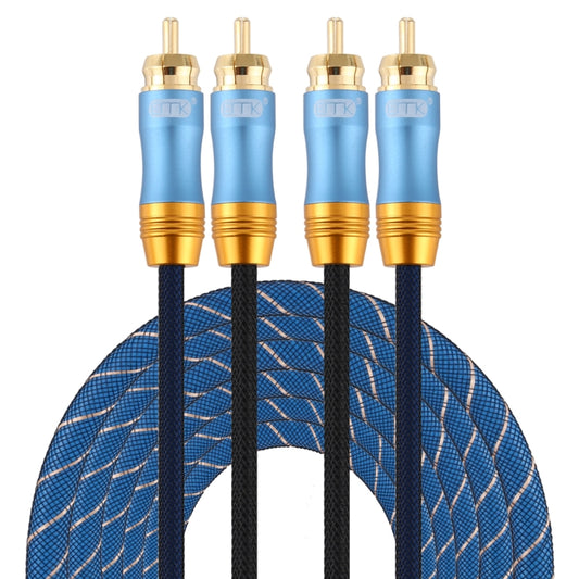 EMK 2 x RCA Male to 2 x RCA Male Gold Plated Connector Nylon Braid Coaxial Audio Cable for TV / Amplifier / Home Theater / DVD