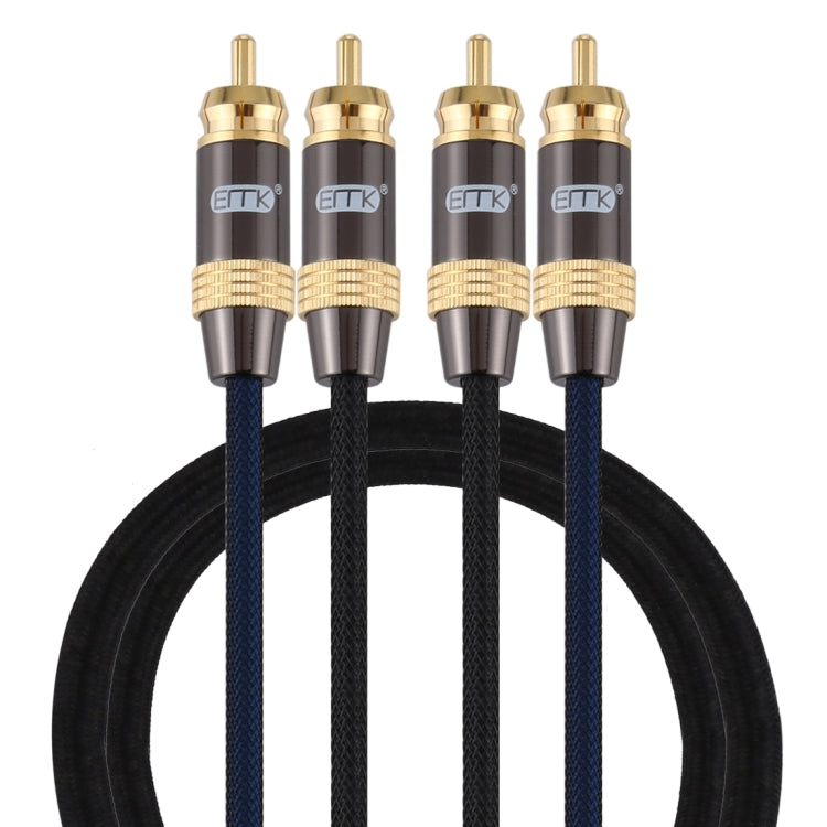 EMK 2 x RCA Male to 2 x RCA Male Gold Plated Connector Nylon Braid Coaxial Audio Cable for TV / Amplifier / Home Theater / DVD