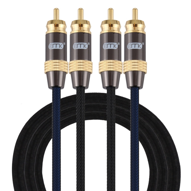 EMK 2 x RCA Male to 2 x RCA Male Gold Plated Connector Nylon Braid Coaxial Audio Cable for TV / Amplifier / Home Theater / DVD