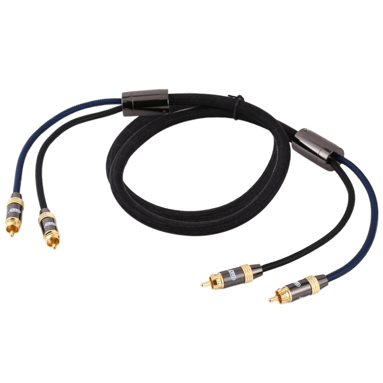 EMK 2 x RCA Male to 2 x RCA Male Gold Plated Connector Nylon Braid Coaxial Audio Cable for TV / Amplifier / Home Theater / DVD