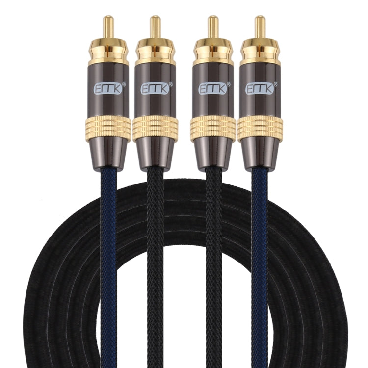 EMK 2 x RCA Male to 2 x RCA Male Gold Plated Connector Nylon Braid Coaxial Audio Cable for TV / Amplifier / Home Theater / DVD